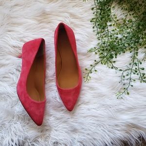 J. Crew Factory Hot Pink Esme Suede Kitten Heels